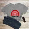 Seja Minha cor padrão de estampa arco-íris Europa e Estados Unidos rua popular comércio exterior nova camiseta de manga curta