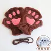 Luvas de Pelúcia Meio Dedo Patinha de Gato Fofas para Outono e Inverno para Estudantes, Luvas Sem Dedos Quentes com Forro de Lã Patas de Urso para Escrever, Transfronteiriças