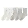 Calcetines para niñas, tipo fino de verano, calcetines de algodón de malla para niños Clase A, calcetines de encaje para estudiantes con lazo, calcetines de princesa, de media caña sin costuras