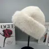 Nuevo sombrero de pescador de felpa de invierno 2023 moda femenina todo partido cálido que estiliza la cara pequeño cortavientos a prueba de frío pequeño sombrero tipo cubeta que estiliza la cara