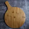 Tabla Plana para Pizza de Bambú y Madera, Estilo Sencillo Lavable, Bandeja Redonda para Pan de Cocina de Restaurante, Accesorio para Fotos, Uso Doble Cara