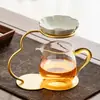 Infusor de té sin perforaciones, infusor de té de taza de ceremonia de alta gama, separador integrado de té y agua, filtro de piedra mineral, soporte para preparar té