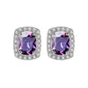 Deseo venta caliente moda color tesoro aretes fabricantes mayoreo aretes de diamante rectangulares aretes de cristal de circón color diamante completo