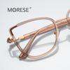 Nuevos lentes transfronterizos anti-luz azul 3131 montura de metal TR con textura de anillo, estilo europeo y americano para fotos callejeras, espejo plano decorativo sencillo