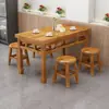 Mesas y Sillas para Comedor de Comida Rápida, Mesas para Comedor de Madera Maciza para Restaurante, Tienda de Snacks, Tienda de Fideos, Set Combinado Rectangular de Pizarra Comercial para Bar de Hot Pot y Barbacoa