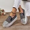 Comércio Exterior Transfronteiriço Outono e Primavera 2024 Tamanho Grande Sapatos Casuais Mocassins Femininos Sola Grossa Planos Strass Moda Sapatos Femininos