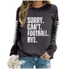 Moletom Feminino de Outono Gola Redonda Camisa Esportiva Moda Outono Feminina Pulôver com Estampa de Futebol
