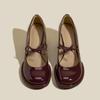 Estilo francês salto grosso salto alto 2024 Primavera e Outono Novos sapatos Mary Jane plataforma impermeável feminina boca rasa sapatos de camada única arco