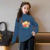 Y2425# Moda Infantil Primavera Outono Inverno Camiseta Fashionável Masculina e Feminina Infantil Lã Grossa Camiseta Básica Manga Longa para Crianças Maiores