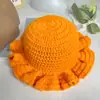 Chapéu de Crochê Feito à Mão com Blocos de Cor, Franjas Plissadas na Aba, para Mulheres, Adequado para Primavera, Outono e Inverno, Chapéu de Lã Tricotado Quente e Respirável