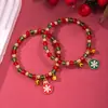Pulseras Navideñas Transfronterizas, Cascabeles, Adornos de Mano de Perlas, Colgantes de Copo de Nieve y Ciervo, Accesorios Festivos Navideños, Pulseras de Navidad