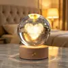 Base luminosa transfronteriza adorno de escritorio de bola de cristal creativa talla interior 3D luz nocturna luz ambiental regalo de cumpleaños