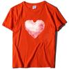 Dia dos Namorados Tamanho Grande Camiseta Casal Europeu e Americano Algodão Manga Curta Europeu e Americano Rosa Halo Espuma Amor Estampado Roupas Soltas