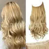 Cabelo Longo Cacheado Ondulado com Linha Transparente, Fábrica de Origem, Peruca Estilo Europeu e Americano, Estilo Linha de Pesca com Presilhas