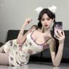 Vestido ajustado con estampado de gato, falda con lazo, sexy, ajustada a la cintura y cadera para mujer