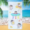 Toalha de banho de secagem rápida infantil de grandes dimensões Giz de cera Pequena nova toalha de praia Microfibra Velo de dupla face Toalha de praia com impressão digital
