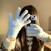Lindos Guantes de Punto con Lazo de Cachorro para Mujer, Guantes de Invierno para Estudiante, Ciclismo, de Cinco Dedos, Engrosados, Cálidos, para Pantalla Táctil