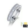 Anillo de Banda Infinita de Plata de Ley S925 con Moissanita Corte Cuadrado con Piedras Redondas Pavé Completo para Mujer Anillo Versátil Apilable Fábrica de Origen