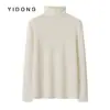 Suéter Ligero de Punto Fino de 16 Calibres con Tejido Liso, Cuello Alto Integrado, Cachemir de Color Sólido, Corte de Hombro Regular, Ropa de Punto Cálida