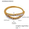 Anillo de Acero Inoxidable Ajustable Xinyixin ins Venta Caliente Transfronteriza Geométrico Doble Capa de Perlas y Pedrería Apertura Lateral para Mujer