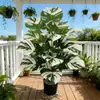 Plantas de Filodendro Coloridas Transfronterizas de Amazon en Varios Tonos Rosados, Plantas Artificiales Verdes Decorativas para Sala de Estar de Interior de 18 Hojas, Plantas de Paisajismo en Maceta
