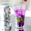 Juego de Vasos de Vidrio con Rayas Verticales Engrosadas para Uso Doméstico, Vaso para Jugos, Taza de Té Resistente al Calor, Gran Capacidad, Taza de Café de Alta Estética