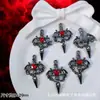 Accesorios de Estilo Oscuro Estilo Europeo y Americano Mariposa Negra Pistola Cruz de Rosa Colgante Pulsera de Cuentas DIY Collar