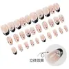 Unhas Vestíveis de Outono Inicial Feitas à Mão Cor Caramelo Francês Estampa de Leopardo Borboleta Diamante Nail Art Outono e Inverno Adesivos de Unha Pré-Fabricados