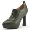 Zapatos de Salón de Nuevo Estilo con Cremallera Frontal, Punta Fina y Corte Profundo, con Plataforma Gruesa y Tacón Alto Grueso, Tallas 33-50, Zapatos de Exportación de Amazon