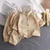 Traje de Algodón Hilo con Cuello Alto para Niños Verano Delgado Niños y Niñas Algodón Puro Ropa de Casa Gasa para Bebé Ropa de Aire Acondicionado Ropa para Niños