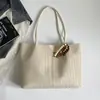Bolsa de Mano Tejida Vintage Shuai Mi Jia para Mujer 2026 Nueva Versión Coreana Bolso Tote Simple Gran Capacidad Bolso de Hombro Único para Viajes