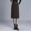 Saia Reta Fashion de Temperamento Feminina Outono/Inverno 2026 Nova Midi de Cintura Alta que Cobre o Quadril Saia Lápis Versátil para o Dia a Dia