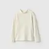 Tecido 230g Algodão Orgânico Classe A Algodão Cardado Escovado Gola Meia Alta Manga Longa Meninos e Meninas Outono e Inverno Manga Longa Camiseta Roupas Infantis