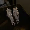Pendientes de Borla con Flor de Zircón de Aguja de Plata Transfronterizos, Pendientes de Moda y Elegantes, Pendientes de Lujo Ligero y de Gama Alta, Diseño de Nicho