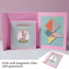 Quebra-cabeça de tangram magnético para crianças e alunos do ensino fundamental Quebra-cabeça colorido da primeira série Brinquedo de madeira Quebra-cabeça de educação infantil