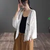 Cárdigan hueco de punto para mujer, prenda exterior de primavera y verano, top fino, camisa de encaje, camisa protectora solar, camisa para aire acondicionado, chal versátil