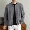 Suéter Cárdigan Casual de Punto Grueso de Color Sólido con Cuello Redondo para Adolescentes, Chaqueta de Punto de Manga Larga, Al por Mayor
