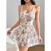 Camisolas de comércio exterior transfronteiriças, vestido slip sexy estampado sem alças e sem costas, atacado de camisolas sexies de lingerie