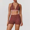 Conjunto Deportivo de Yoga de Lunares Más Vendido en Europa y América, Shorts de Alto Elástico Levanta Glúteos, Sujetador Sexy Push-Up, Ropa de Fitness a Prueba de Impactos para Mujer
