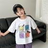 Camiseta Estilo Coreano para Meninos Manga Curta 2026 Nova Moda de Verão para Crianças Maiores Top Estiloso Roupa Infantil Tendência