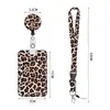 Lanyard Impreso de Poliéster con Estampado de Leopardo y Parche de ABS con Epoxi, Portatarjeta de Identificación de Extracción Fácil, Funda para Tarjeta, Set de Lanyard con Clip de Perro