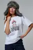 Camiseta de Manga Corta 100% Algodón Puro, Estilo Urbano, Moderna, Verano, Estilo Europeo y Americano, Cómoda, Elegante, Top Holgado Estampado para Mujer