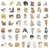 50 Paquetes de Expresiones de Gatos de Dibujos Animados, Pegatinas Lindas de Graffiti, Manualidades Impermeables DIY, Maleta, Pegatinas Decorativas para Guitarra