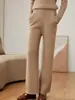 Pantalones 100% Cachemir Puro Color Sólido Simple para Mujer Gruesos Rectos Casuales Sueltos Adelgazantes Pantalones de Punto Grueso de Cachemir