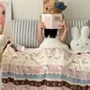 Manta de lã de cordeiro quente e espessa para outono e inverno, flanelado de leite fofo com desenho, manta de sofá dupla face quente para lazer