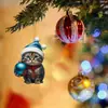 Transfronteiriço Novo Produto Natal Criativo Gato Fofo Casa de Natal Decorações de Árvore de Natal Acrílico Plano Pendurado