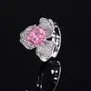Otoño e invierno nuevo joyería Huabi diamante de alto carbono corte flor de hielo pétalo de cobre anillo de lujo ligero piedra principal femenina 8*8