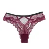 Europeu e Americano Sexy Underwear Feminino Lace Side Respirável Perspectiva Malha Tanga Feminina Calças de Algodão Virilha Confortável Calças Pequenas para Mulheres
