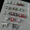 Nail Art Wear Peças de Unha Acabadas Broca Jóias Diamante Caixa de Presente Borboleta Coração Torto Cristal Dourado Joias Broca de Unha