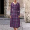 Otoño/Invierno 2026 Ropa Nueva Transfronteriza Europea y Americana para Mujer Estación Independiente de Amazon Vestido Largo a Cuadros Vestido Estampado para Mujer